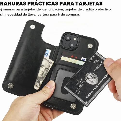 Vista 4 de ONETOP - Funda tipo cartera compatible con iPhone 14 Plus con soporte para tarjetas, funda de piel sintética con soporte y ranuras para tarjetas