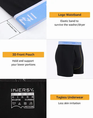Vista 4 de INNERSY - Calzoncillos tipo Bóxer de algodón elástico para hombre, 7 unidades, para toda la semana