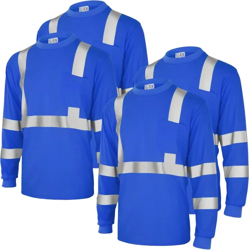 Vista 12 de Amylove 4 piezas de camisa de seguridad de manga larga reflectante de alta visibilidad, camisas de trabajo de construcción para hombres y mujeres