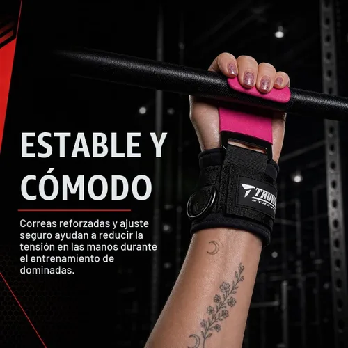 Vista 5 de Ganchos de levantamiento de pesas con anillo en D, ganchos de gimnasio para Pink