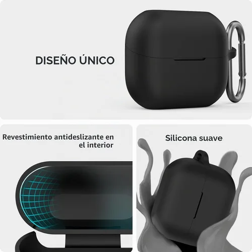Vista 5 de AhaStyle Funda de silicona para Samsung Galaxy Buds 3 FE (2025) / Galaxy Buds3 Pro y Galaxy Buds 3 (2024) Funda protectora completa a prueba de Negro