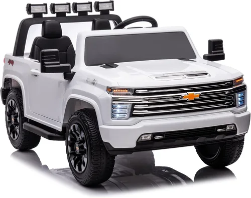 Vista 8 de NEWQIDA Coche eléctrico de 24 V para niños con control remoto, licencia Chevrolet Silverado HD, batería de 7ah, vehículo de juguete tipo Ride-on Azul