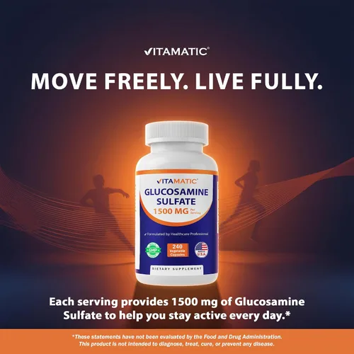 Vista 7 de Vitamatic Suplemento de sulfato de glucosamina, 1500 mg, 120 porciones, 240 cápsulas