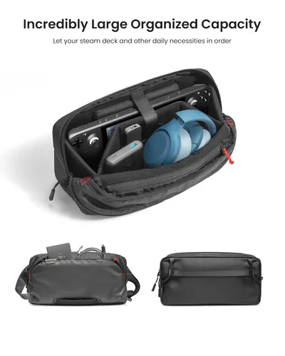 Vista 2 de tomtoc Carrying Case for Steam Deck Console Accessories Protective Shoulder Bag Pouch with Pockets Fit Console Original AC Charger Adapter Original