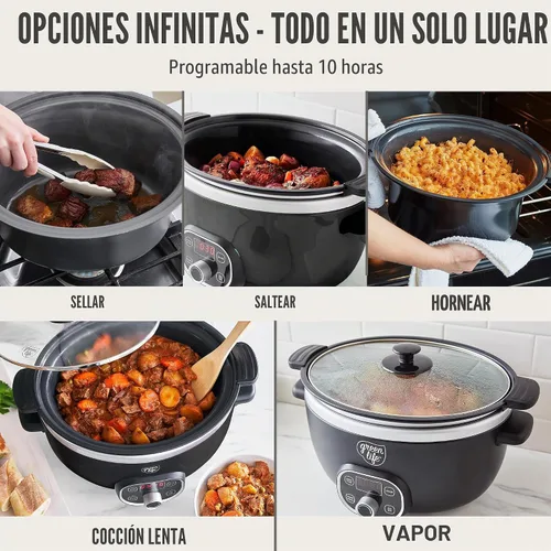 Vista 6 de GreenLife Olla de cocción lenta de 6QT, olla de cerámica antiadherente no tóxica sin PFAS, recipiente interior extraíble, programable, apta