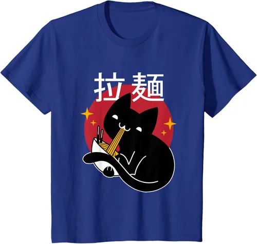 Vista 10 de Camiseta japonesa Ramen Noodle Cat, Negro