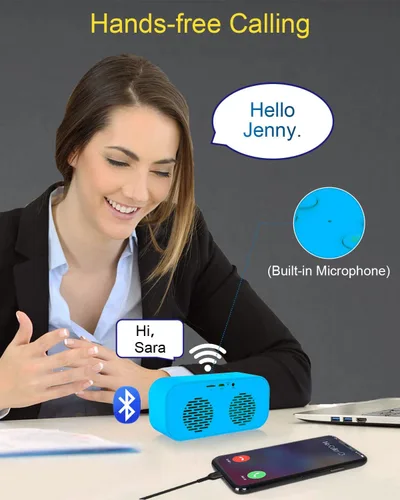 Vista 6 de AFK Reloj despertador digital con altavoz Bluetooth, reloj de escritorio para dormitorios, reloj de mesa pequeño con alarma dual, repetición, Azul