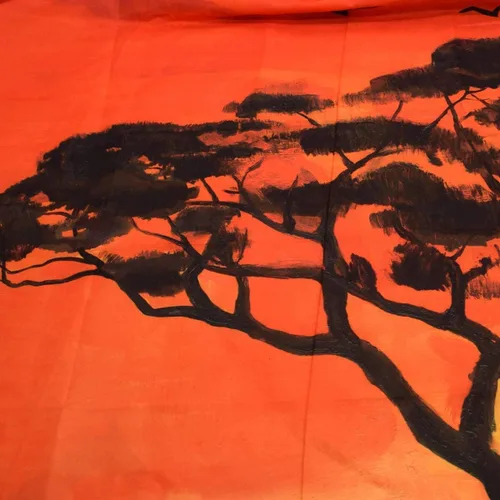 Vista 10 de BROSHAN Tapiz de animales pequeños, pintados a mano con diseño de safari africano, elefante, árbol, silueta de árbol, tapices de tela para colgar