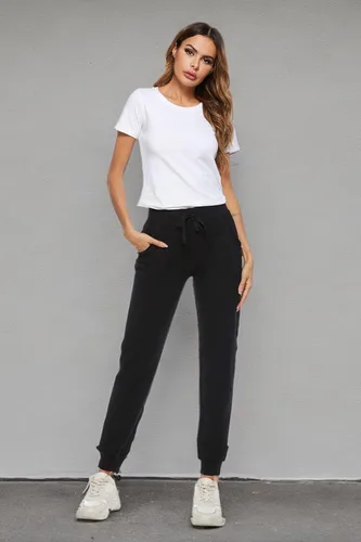 Vista 7 de AvaCostume Pantalones deportivos de algodón elástico para mujer con bolsillos