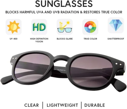 Vista 3 de VITENZI Gafas de sol bifocales para hombre y mujer Gafas redondas de lectura con tinte solar con lectores - Lucca