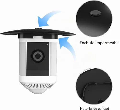 Vista 4 de HOLACA Cubierta de cámara con sombra de lluvia solar para cámara Spotlight Plus, funda protectora para protección contra rayos UV resistente, fácil