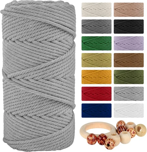 Vista 25 de Munzong - Cuerda de macramé color verde ejército, 5 mm x 109 yardas, cuerda de algodón natural hecha a mano colorida de 100 m, cuerda de macramé