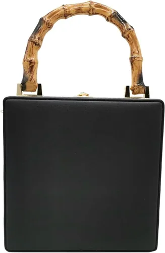 Vista 2 de TOPOU Bolso de mano de acrílico PU para mujer, bolso de mano con estampado de bambú, bolso de hombro para mujer (color negro)