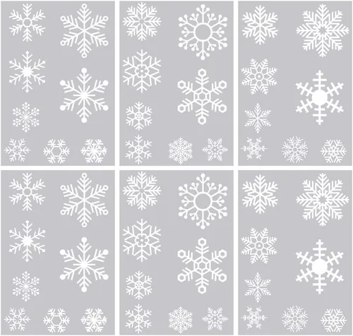 Vista 2 de Decora 48 piezas de calcomanías de copo de nieve de Navidad para ventanas de vidrio, decoraciones de calcomanías de ventana para oficina