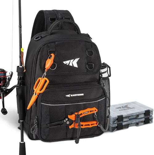 Vista 13 de KastKing Bolsa de Pesca con Eslinga BaitSpace, Mochila de Pesca con Soporte para Caña y Bebidas, Bolsa de Aparejos para Equipo de Pesca