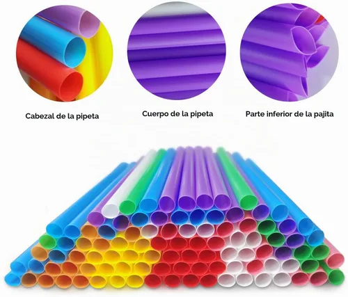 Vista 4 de 100 popotes para batidos envueltos individualmente, jumbo, grandes, de plástico, desechables, para té de burbujas, batidos coloridos