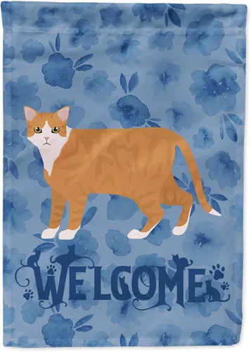 Vista 358 de Caroline's Treasures CK4813CHF - Bandera de bienvenida con gato abisinio azul, manga grande, para porche, para colgar en la pared, poliéster