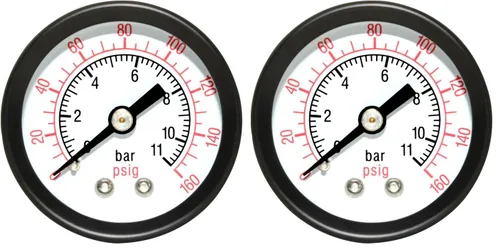Vista 7 de Beduan Medidor de presión de aire para compresor de aire 2 "Dial central de montaje trasero, 1/4" NPT, 0-100 Psi