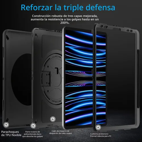 Vista 3 de Miesherk Funda para iPad Pro de 11 pulgadas 2022/2021 4ª/3ª generación, a Negro