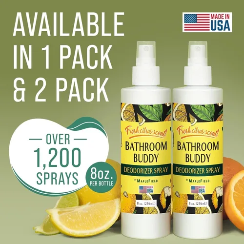Vista 8 de Maplefield Spray desodorante para inodoro, eliminación rápida de olores y desodorante de baño, aroma cítrico y ambientador de baño, tamaño compacto