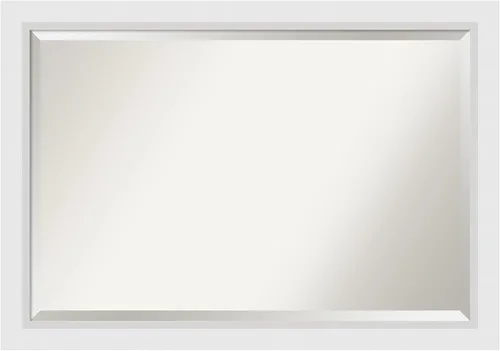 Vista 13 de Amanti Art - Espejo de baño blanco para sobre lavabo, espejo de tocador rectangular blanco de 24x20, marco de madera moderno pequeño, se cuelga