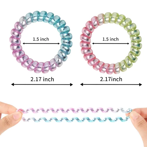 Vista 6 de Lazos para el cabello en espiral sin arrugas, coloridos lazos para el cabello sin rastro, lazos elásticos para el cabello, lazos para el cabello
