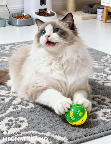 Vista 5 de 6 pelotas de juguete para gatos de interior con 4 bolas de campana y 2 bolas de felpa Juego interactivo, sin BPA, diseño colorido, 1.5 pulgadas