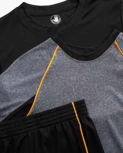 Vista 2 de Body Glove Conjunto de pantalones cortos activos para niños, camiseta de rendimiento de 3 piezas, camiseta sin mangas, pantalones cortos (8-14)