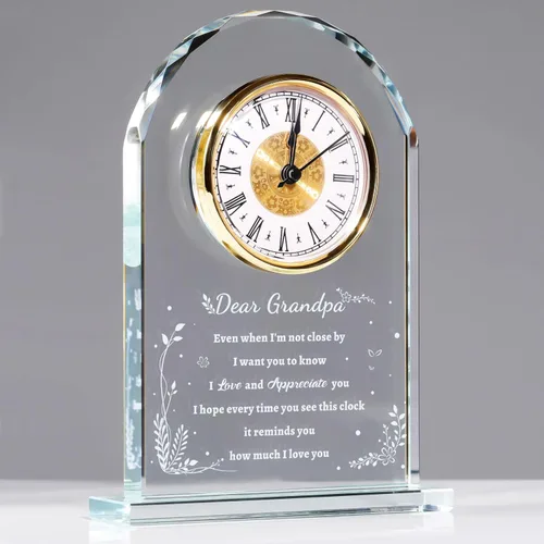 Vista 10 de YWHL Regalos de cumpleaños para mujeres y hombres, regalo significativo de agradecimiento para mujeres, reloj de mesa de vidrio grabado con láser