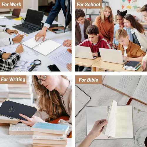 Vista 6 de Yoment Cuaderno de espiral de 8.5 x 11 pulgadas, cuadernos de tapa dura A4 para el trabajo, cuaderno con rayas universitarias, diario, cuadernos
