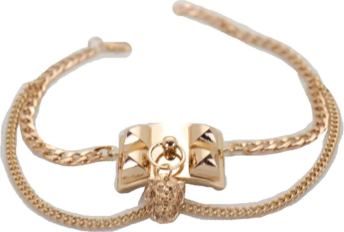 Vista 3 de Pulsera para botas occidentales de metal dorado para mujer, cadena para el tobillo, con forma de león y ondas laterales, Metal, Sin gemas.