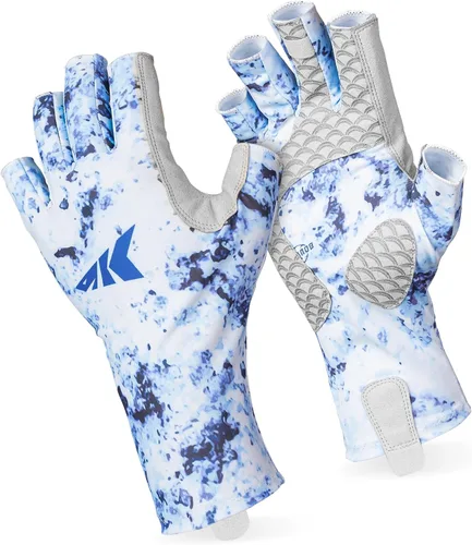 Vista 12 de KastKing La Sal Guantes de pesca UPF50+ Guantes de sol Guantes de protección UV Guantes sin dedos para hombres y mujeres para exteriores, kayak