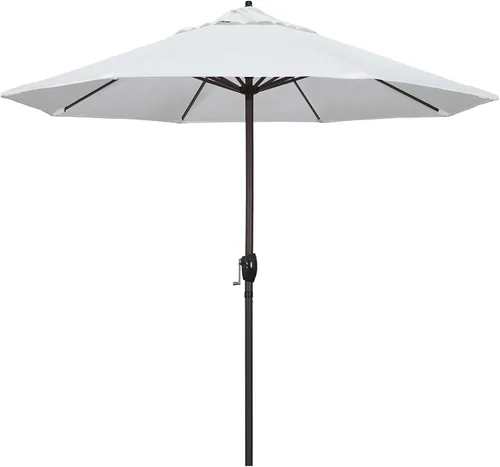 Vista 20 de California Umbrella Sombrilla redonda de aluminio de 9 pies para terraza, piscina o patio, manivela elevadora, inclinación automática, poste