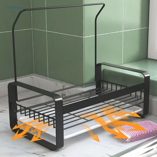 Vista 3 de Soporte de esponja con palo de trapo para fregadero de cocina, organizador de fregadero a prueba de óxido con piedra de secado instantáneo, soporte