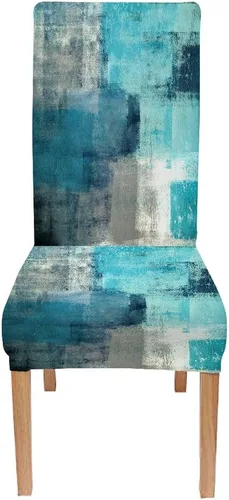 Vista 87 de TOMWISH Juego de 2 fundas para sillas de comedor, color turquesa y gris, fundas elásticas para sillas Parsons, de elastano, lavables, protectores