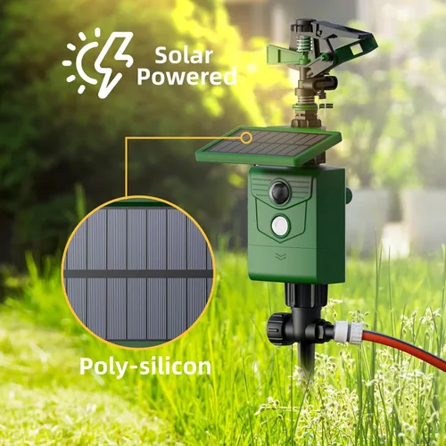 Vista 5 de Rociadores solares activados por movimiento actualizado 2025 para dispositivos repelentes de ciervos y gatos, sensor de movimiento con luz