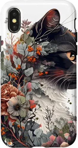 Vista 4 de Funda para iPhone 15 con diseño de gato con diseño de acuarela para jardín botánico
