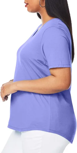 Vista 3 de Hanes Womens Just My Size Plus Size Cotton Jersey T-Shirt, Short Sleeve V-Neck Tee