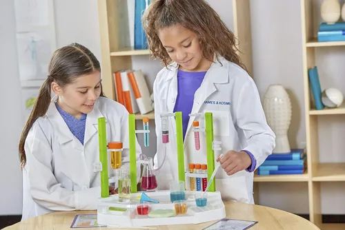 Vista 5 de Thames & Kosmos Ooze Labs Chemistry Station - Kit de experimentos científicos, 20 experimentos no peligrosos que incluyen limo seguro