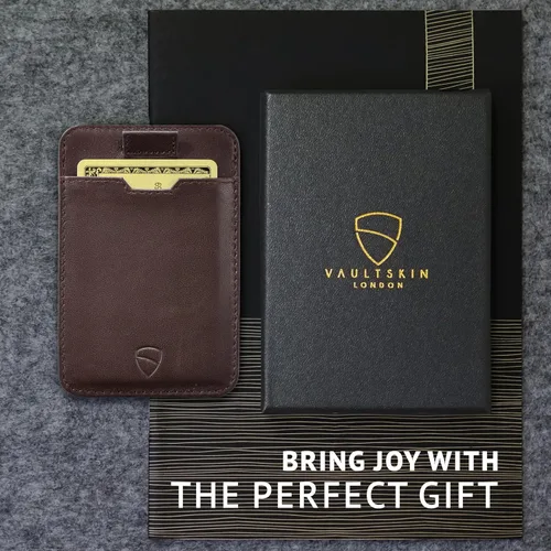 Vista 56 de Vaultskin CHELSEA - Cartera de piel delgada con bloqueo RFID para hombre, tarjetero minimalista con bolsillo frontal