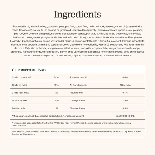 Vista 9 de Now Fresh Alimento seco para perros adultos, receta de cordero y cerdo, sin granos, sin pollo, 3.5 libras