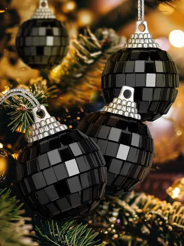 Vista 6 de BBTO 24 mini bolas de discoteca de los años 70, decoración de árbol para colgar, espejo reflectante, decoración de bola de discoteca para Halloween