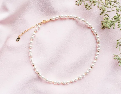 Vista 3 de Cherished Moments Pulsera o collar, chapado en oro de 14 quilates Brynn-Collar (12-14" ajustable)