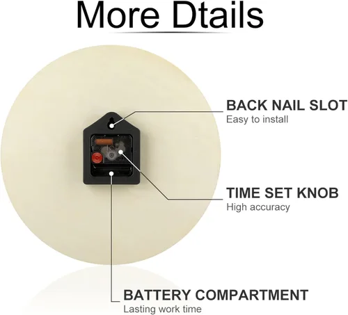 Vista 8 de Reloj de Pared de Flores Silencioso Sin Tictac Operado por Batería, Caricatura de los 70s Linda Flor Abstracta Pastel Margarita Reloj Floral