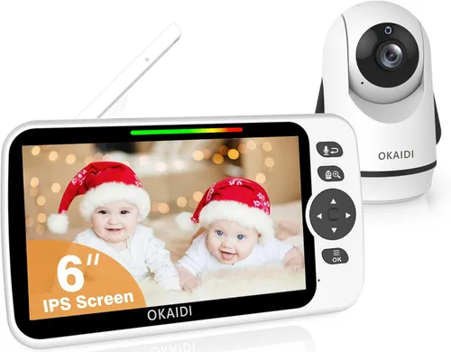 Vista 12 de OKAIDI Monitor de video para bebés con 2 cámaras, pantalla de viaje portátil de 2.4 pulgadas, transmisión de largo alcance de 1000 pies, monitor