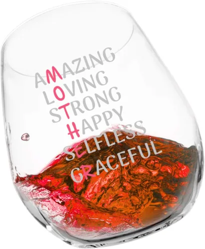 Vista 5 de Copa de vino para madre con palabras cariñosas y cariñosas, regalo de copa de vino para la mejor mamá, regalo para el día de la madre, divertido
