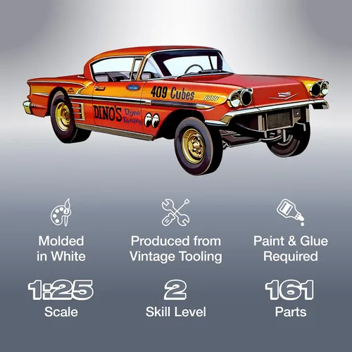 Vista 2 de AMT 1958 Chevy Impala Hardtop Ala Impala 1:25 Kit de modelo a escala 1:25