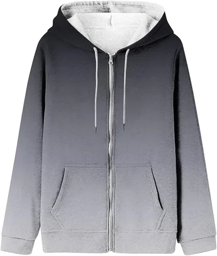 Vista 2 de ADJHDFH Sudadera casual de manga larga con cremallera para mujer, cuello redondo, sudadera con capucha Y2K