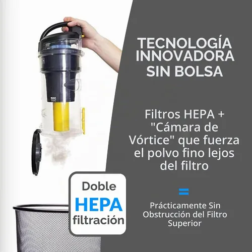 Vista 9 de Prolux 2.0 Aspiradora Comercial Sin Bolsa Tipo Mochila HEPA - Modelo Pro para Limpiadores Profesionales