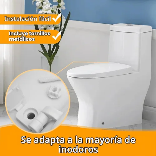 Vista 5 de Reemplazo de bisagra de asiento de inodoro de plástico blanco con pernos, tornillos y tuercas, accesorios universales para soporte de asiento